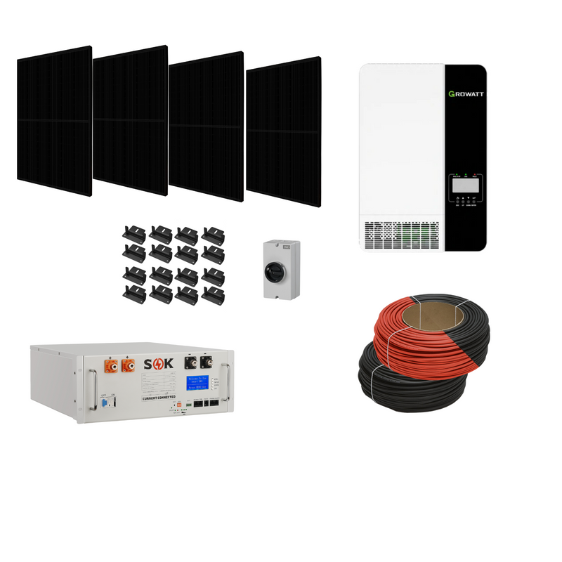 Growatt All In One Solar Kit 48v 3500W - 1.58kw Of Solar | Optional AC Input | W/ Generator | Perfect for On-grid & Off-grid Systems