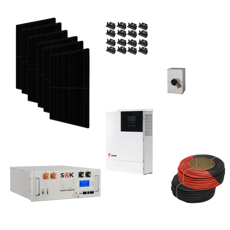 SRNE All In One Solar Kit  48v 5000W -  2kw Of Solar | Optional AC Input | W/ Generator | For On-grid & Off-grid Systems | Solar Cabin Kit, Bunkie Kit