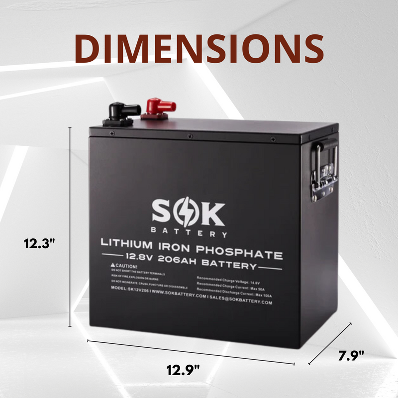 SOK Battery 12V 206Ah - Metal Heated LiFePO4 Battery | SK12V206H