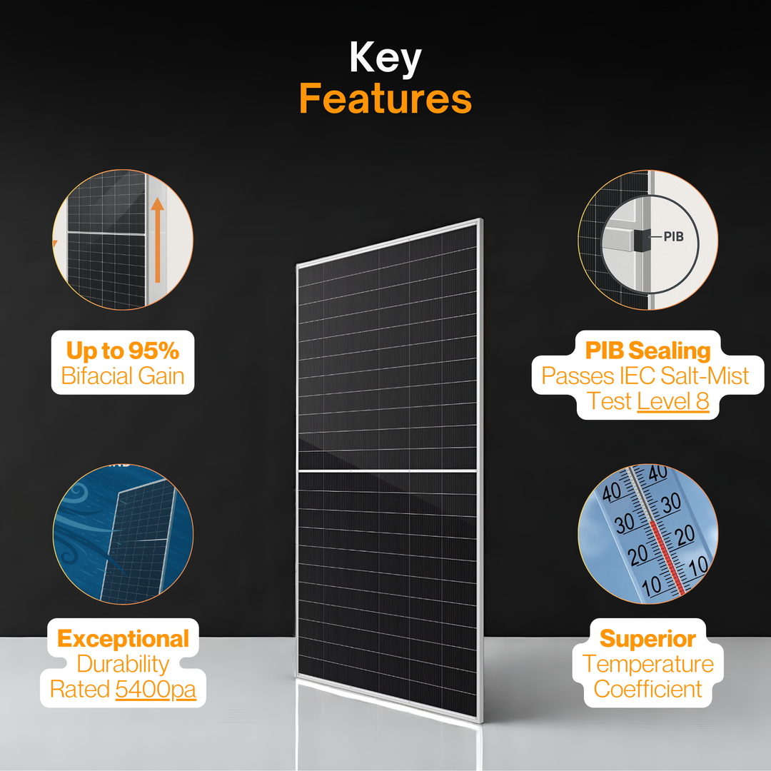 Maple Leaf 700W Bifacial N-Type HJT Solar Panel | High Efficiency N-Type, Dual Glass | 23.66% Output