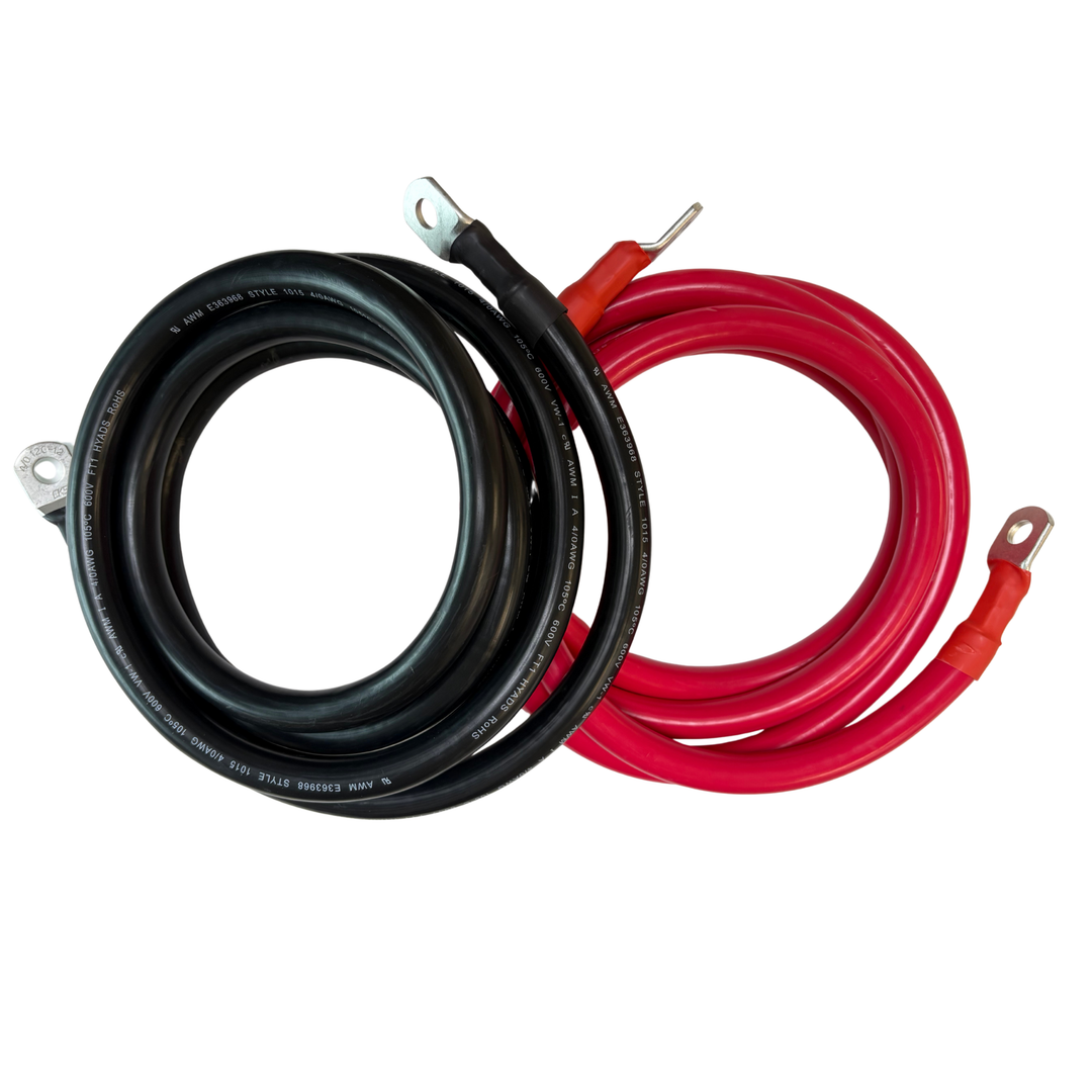 4/0 AWG Solar Battery Extension Cable - Inverter And Battery Cable 4/0 AWG | Tinned Copper | 450ah | Red And Black 10FT Each