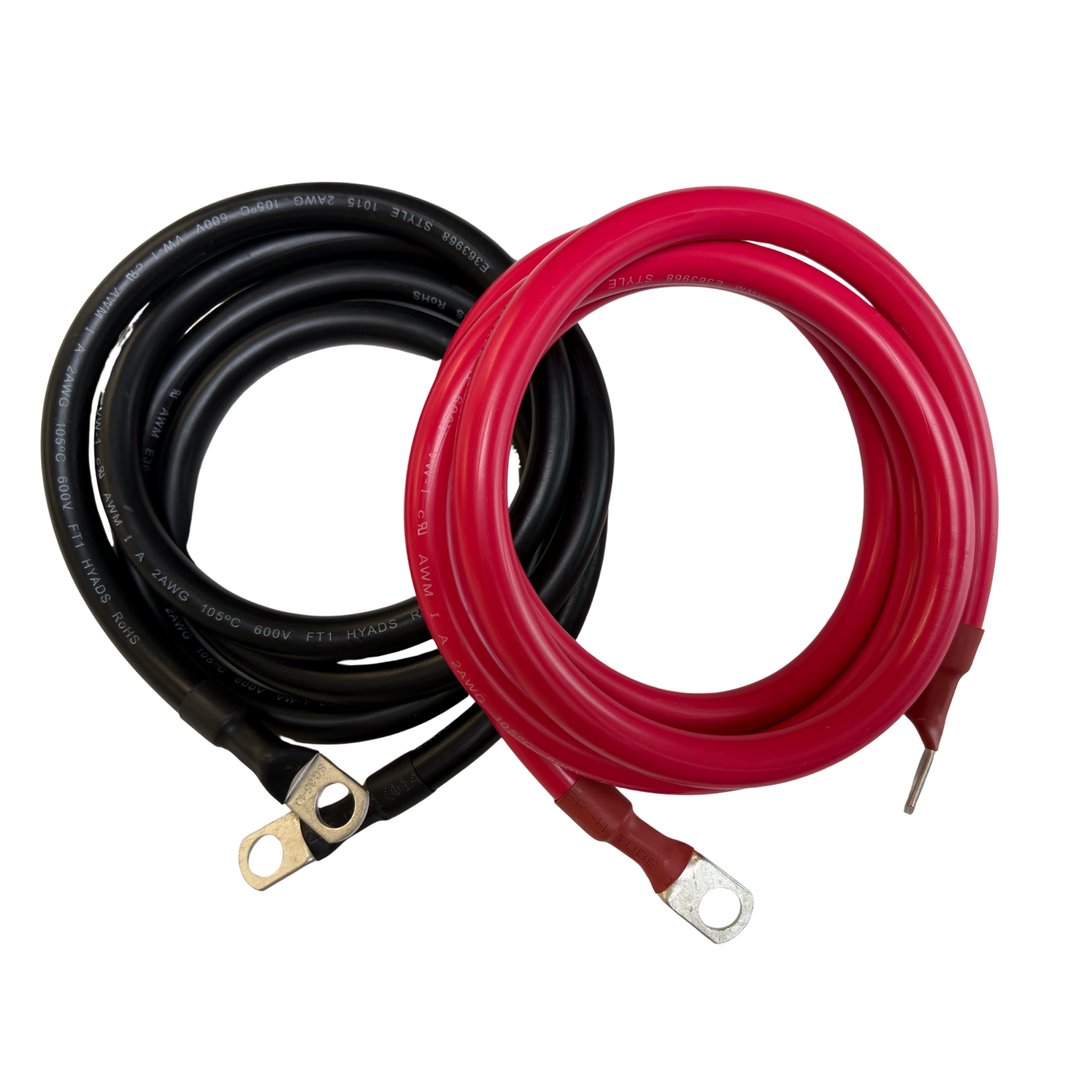 2 AWG Solar Battery Extension Cable - Inverter and Battery Cable 2awg | Tinned Copper 125ah | Red And Black 5FT Each
