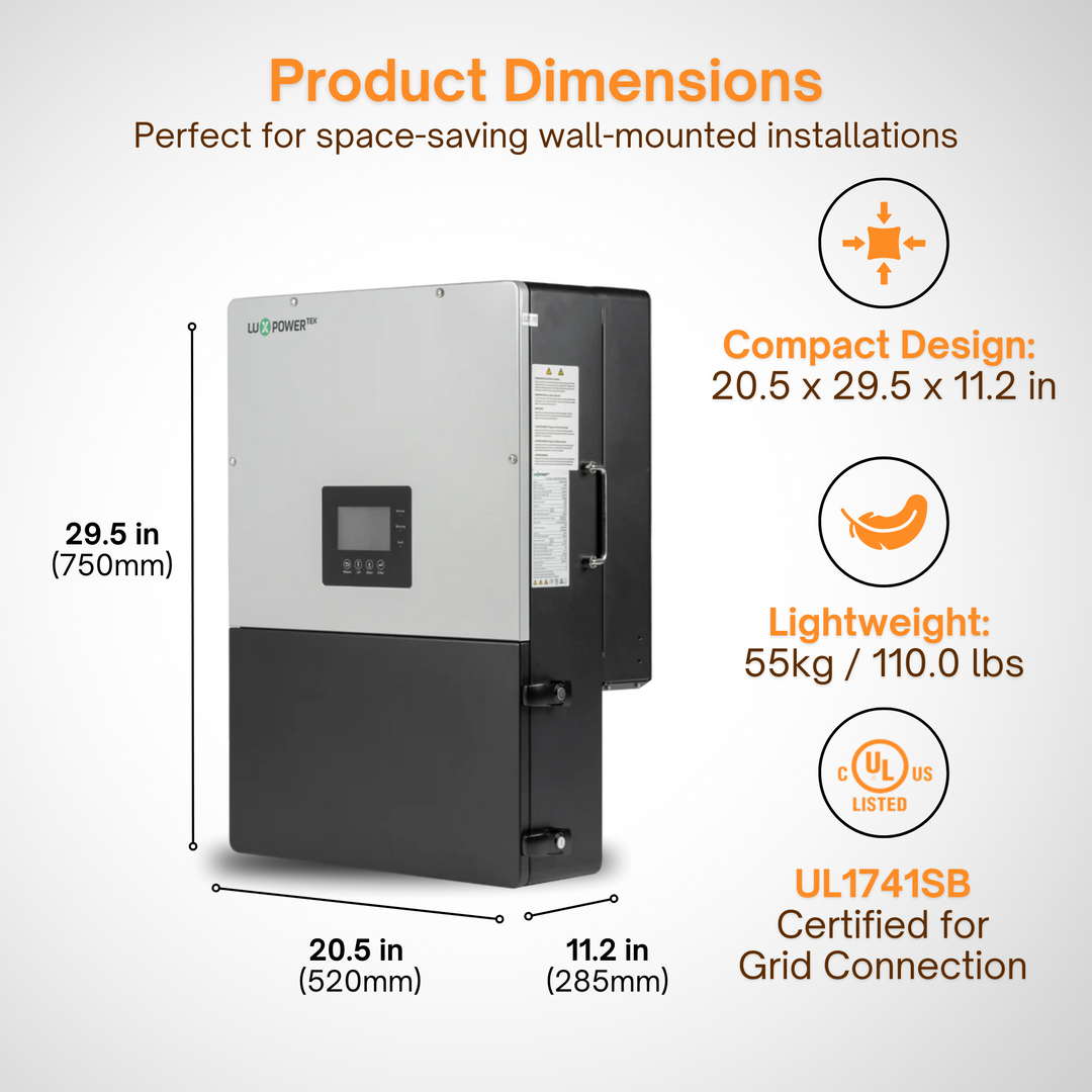 Luxpower LXP-LB-US 10k Hybrid Solar Inverter - 48V 120/240V Split Phase | UL, CEC & CSA Approved