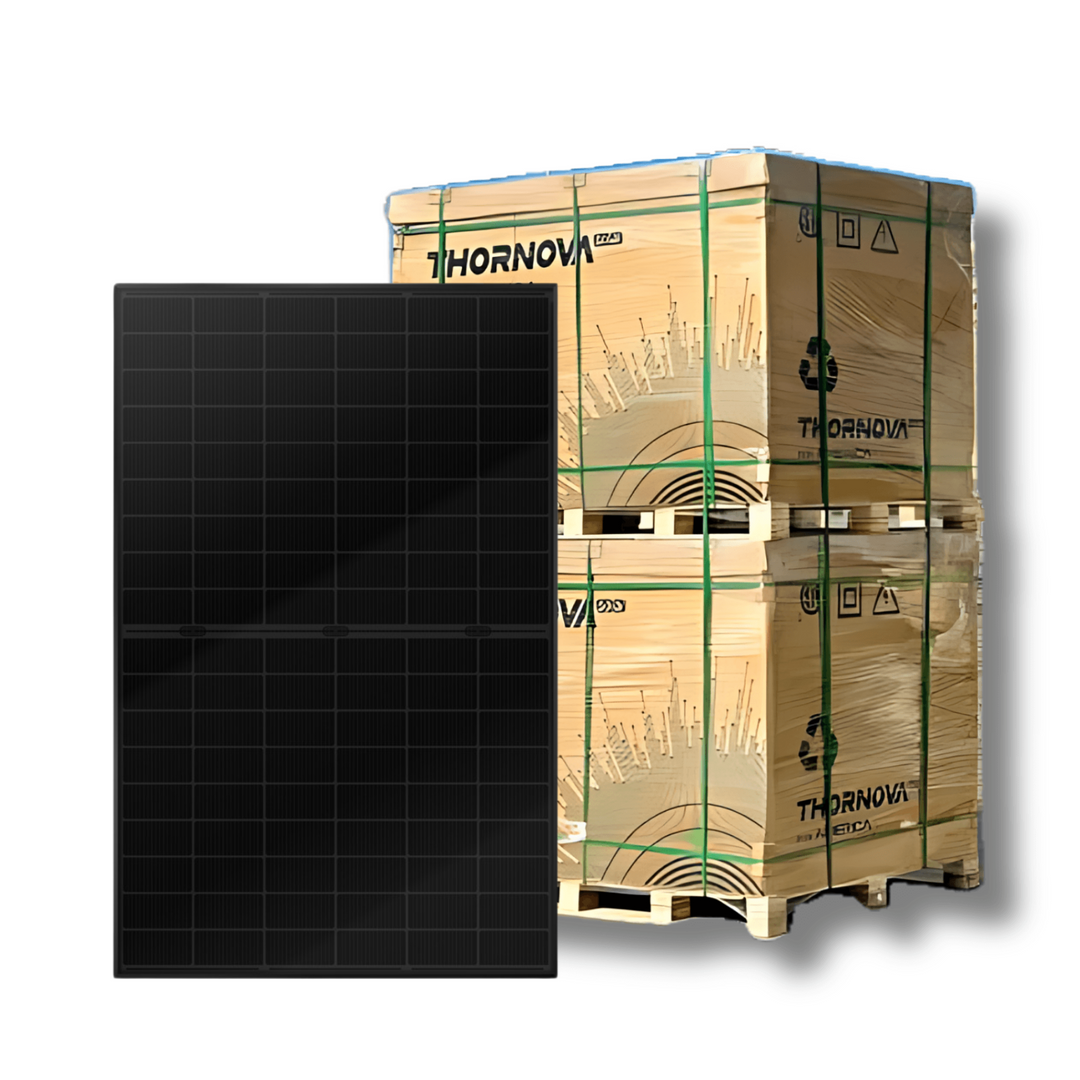 Thornova Black Bifacial Single Glass TOPCon Solar Panel TS-BBT54-425W - PALLET | Monocrystalline Cell | Aluminum Frame | IP68 Rating | Triple EL Tested