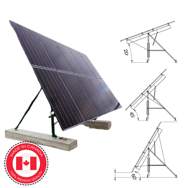 Kinetic Solar Angle Adjustable Ground Mount Kit - 6, 8, 10, 12 ,16, Or 18 Panel Ground Mount | Easy Installation | Perfect for Winter & Summer