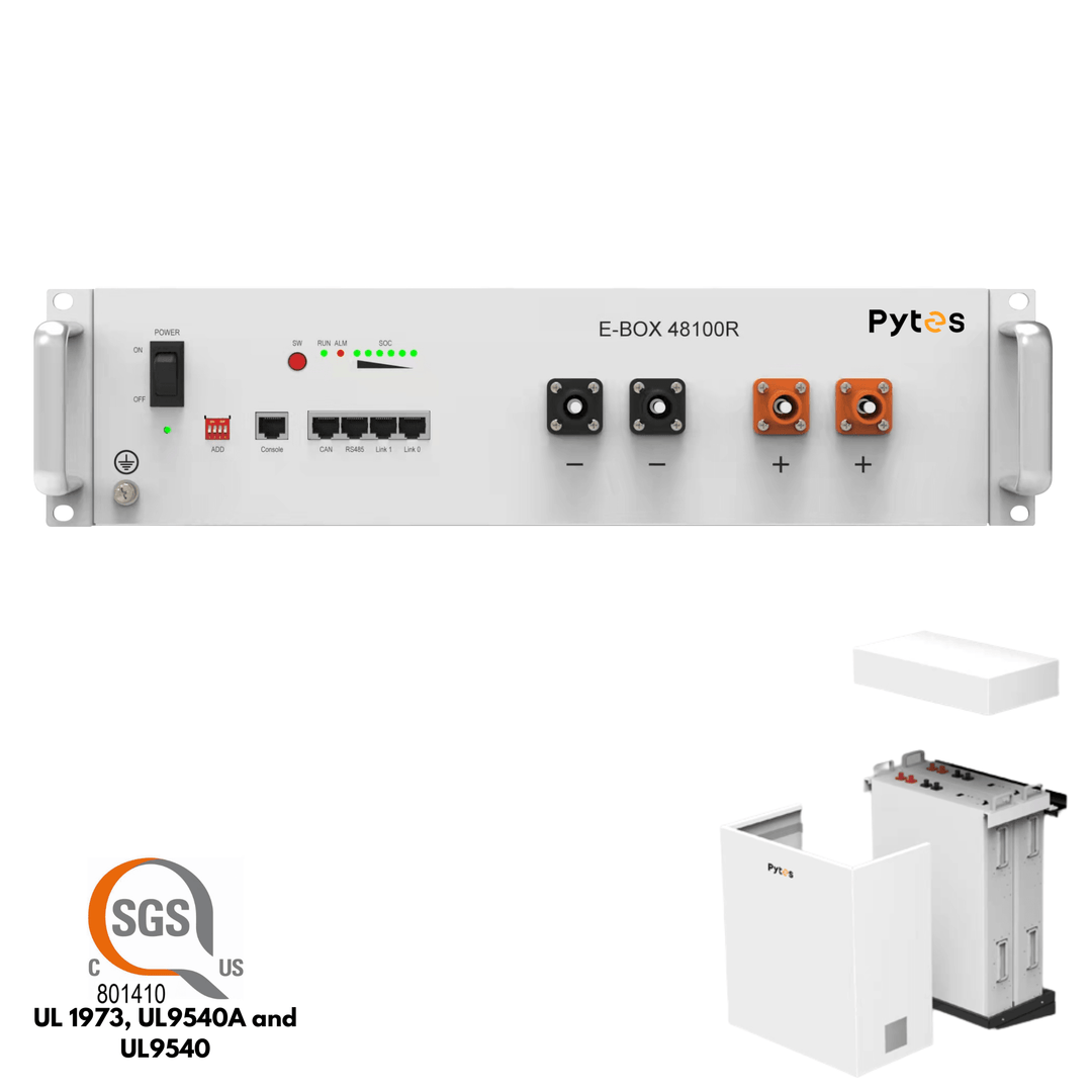 Pytes Energy EBox 48100R Lithium Iron Phosphate Battery (LiFePO4) | 48V 100Ah 51.2V Nominal | UL9540, 9540A & UL1973