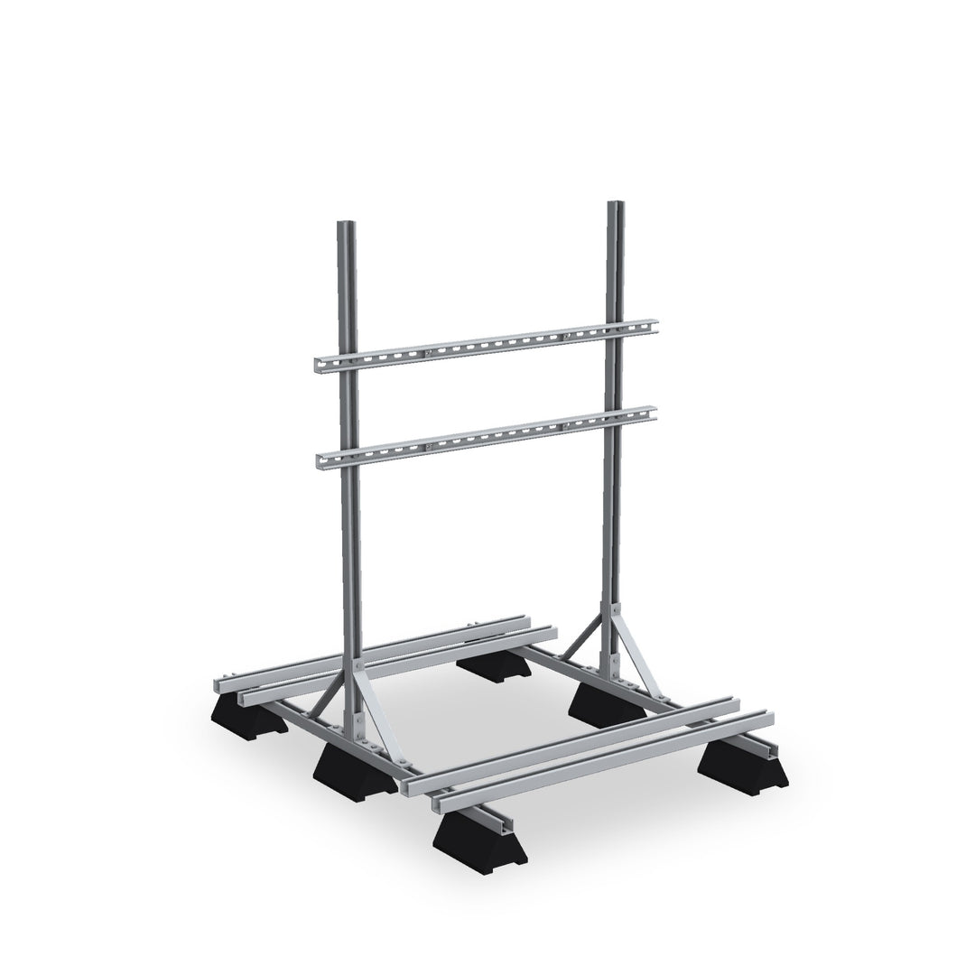 Maple Leaf Universal Rooftop Inverter Stand, ballasted non-penetrating galvanized strut rack for flat roofs