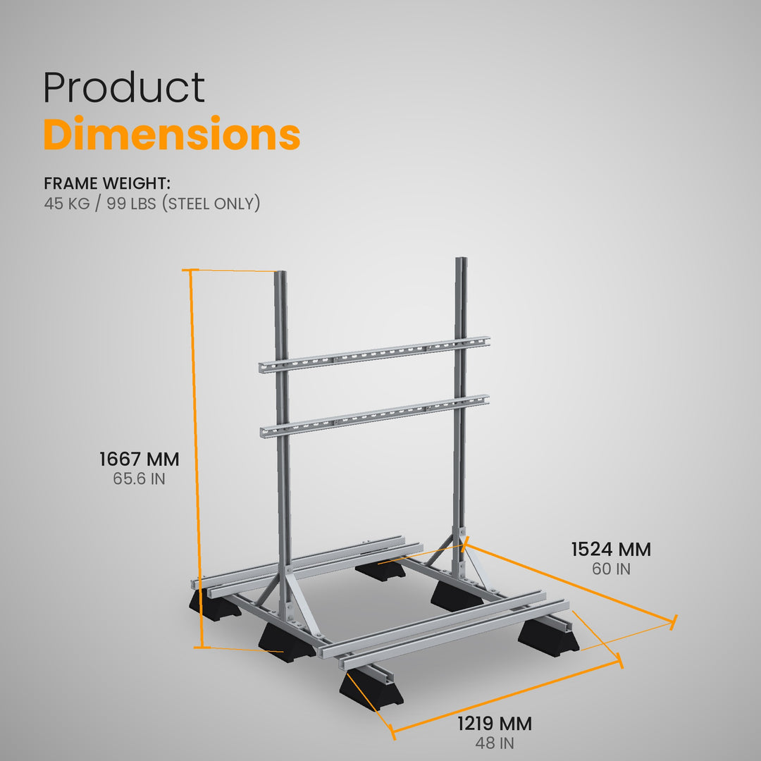 Rooftop inverter stand dimensions 1524 x 1219 x 1667 mm, 45 kg