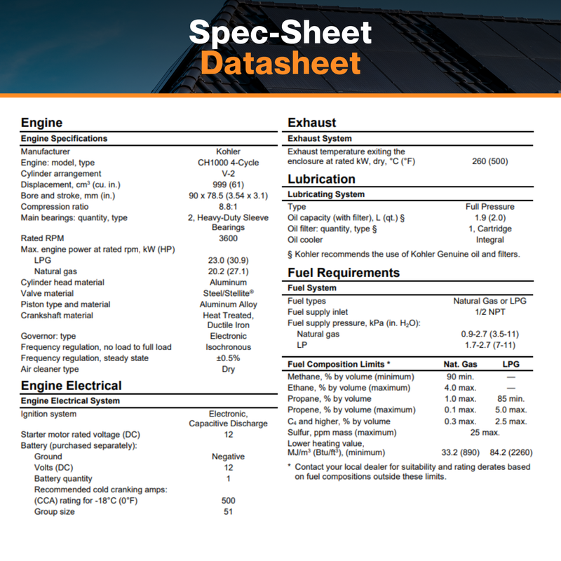 Kohler 20 KW Generator - W/ Aluminum Enclosure | EPA Certified Fuel System | Critical Silencer | RDC2 Generator Set / ATS Controller | CSA, cUL, and UL 2200 Certified