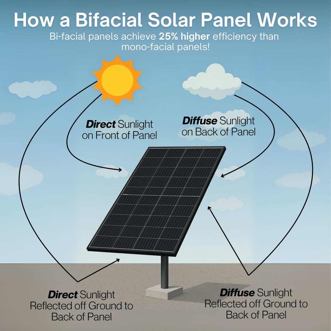 Maple Leaf All Black Bifacial Solar Panel 570W - W/ N-type Mono Cells | IP68 Junction Box & IP67 MC4 Cable