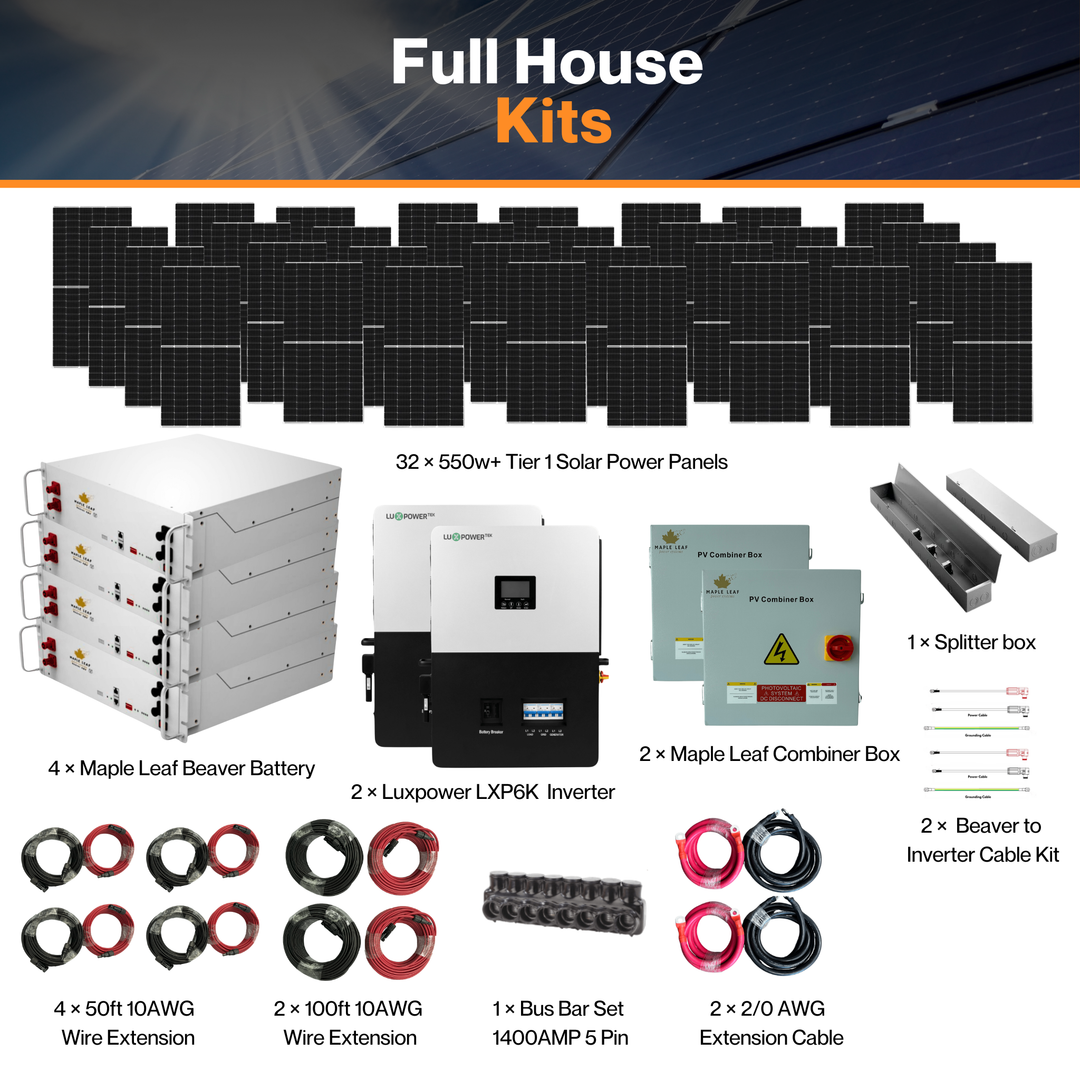 Luxpower SNA-US-6K Kit - Tier 1 550W+ Solar Panels | 48v 100Ah Beaver Battery | Solar Power Kits for House, Cabin & Off-Grid