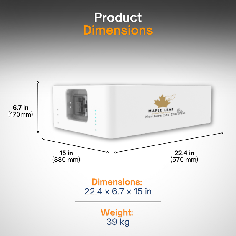 Maple Leaf Northern Fox ECM4000 Master Battery Module | IP65 Outdoor Rated | 90% DoD | LiFePO4 | UL9540 Certified