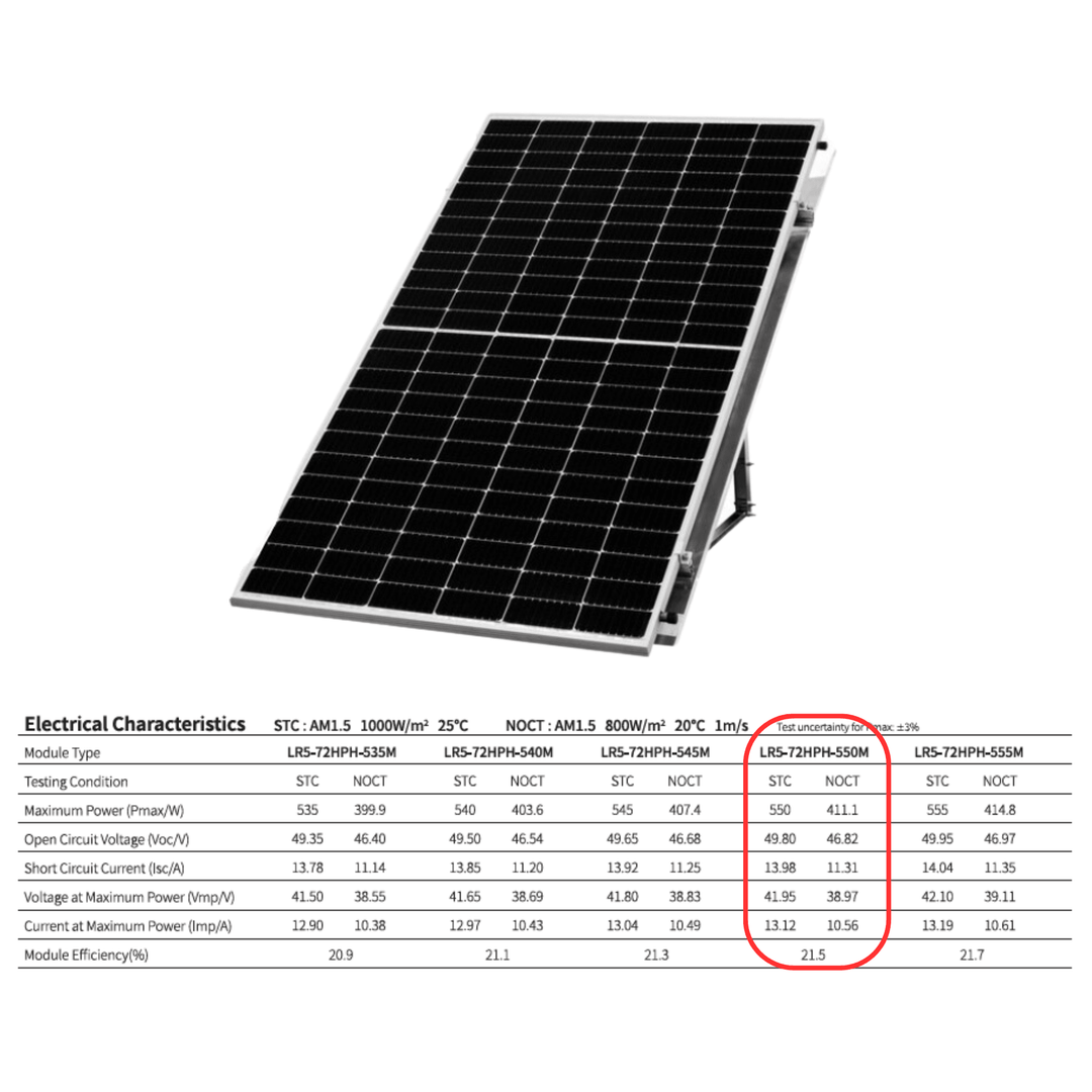 LONGi Hi-MO5 550W Solar Panels - 144 Cell MC4 Silver - White 35mm, 1400mm Cables