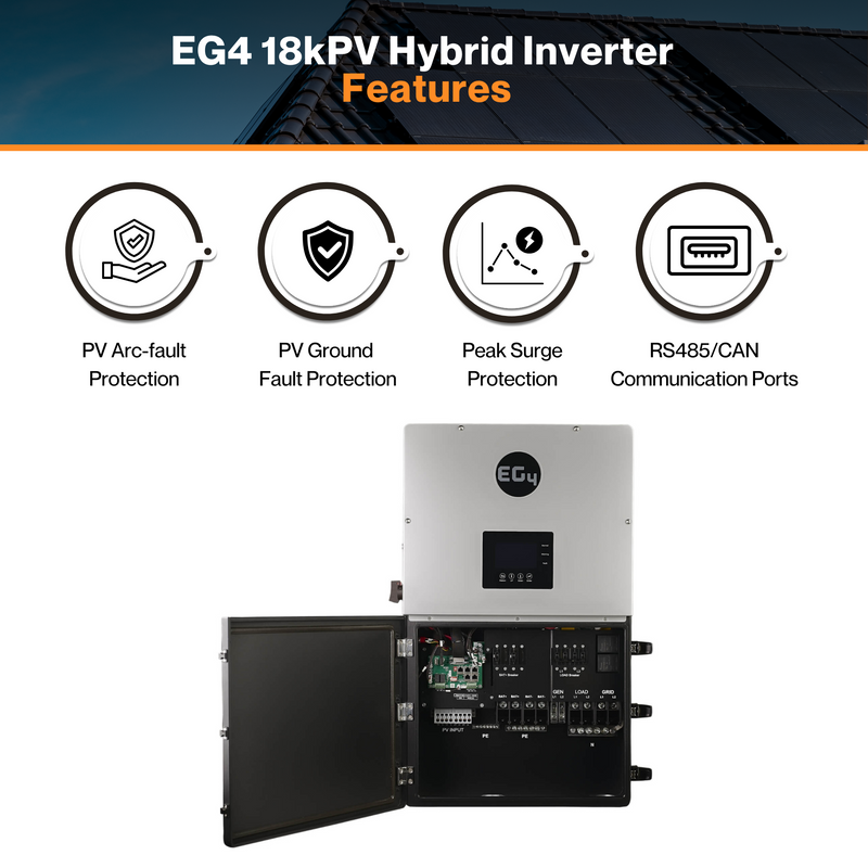 EG4® 18KPV Hybrid Inverter - 48V Split Phase 120/240VAC | Pure Sine Wave | 18kW PV Input / 21kW Max | 12kW Output | CSA, UL1741, ETL & cETL Certified