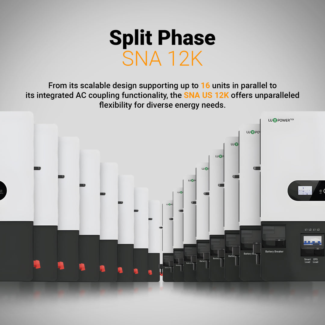 Luxpower SNA-US-12K Kit – 550W+ Tier-1 Class Bifacial Solar Panel | 48V 14.34kWh Moose Battery | Solar Power Kits for Home, Cabin & Off-Grid