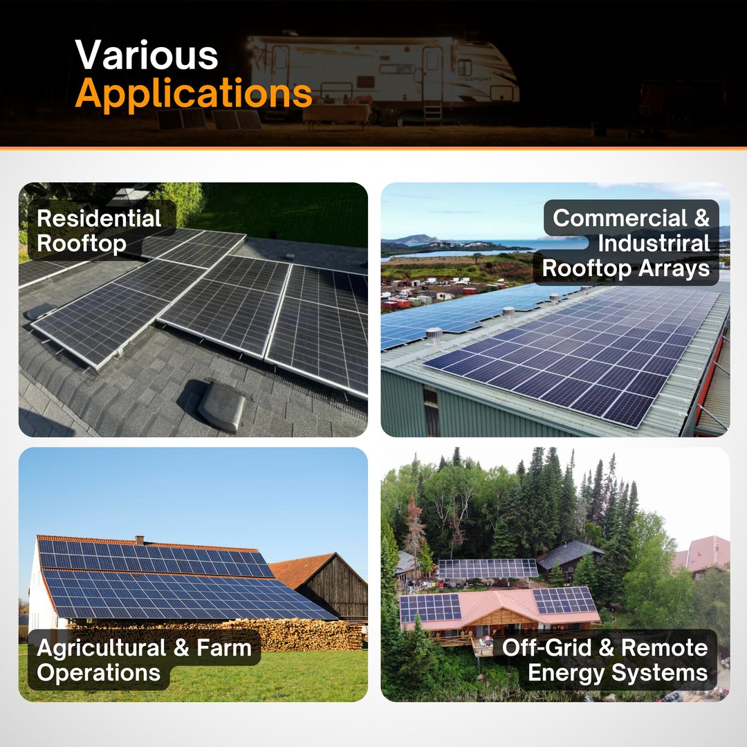 Maple Leaf Roof Mount Kits for Solar Panels | 7’8” Black Rails, Mid Clamps, Rail Connectors, T-Foots & Grounding Kit | Lightweight Aluminum 6005-T5 | Certified Solar Racking Hardware