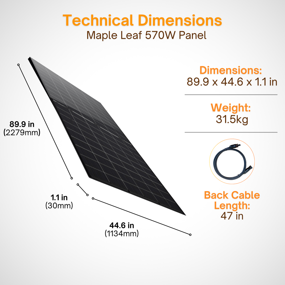 HANASOL ページ Maple Leaf All Black Bifacial Solar Panel 570W - W/ N-type Mono Cells