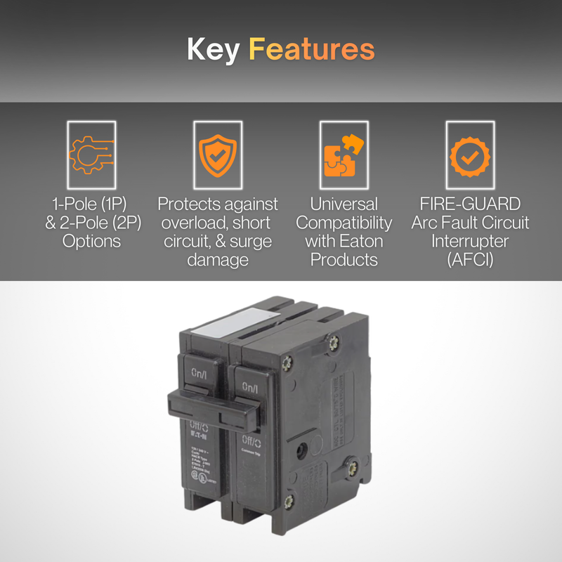 Eaton Solar Power Circuit Breakers – Single & Double Pole (1P/2P) | 15A–90A | CSA Certified Electrical Panel Breakers for Off-Grid & Grid-Tied Systems