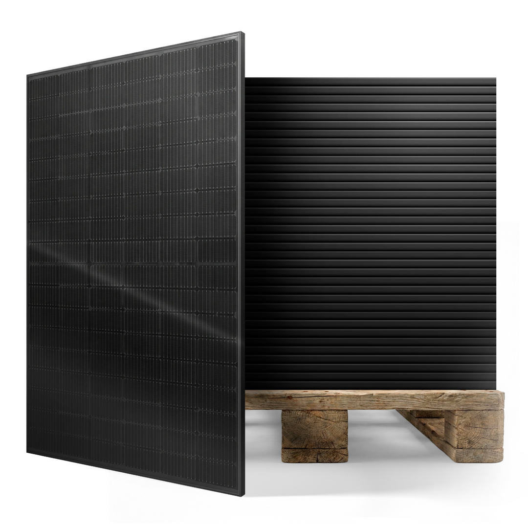 LONGi LR8-54HGBB-500M 500W Bifacial All-Black Solar Power Panel | Pallet of 36 Panels | N-Type Cells | 1200mm cables