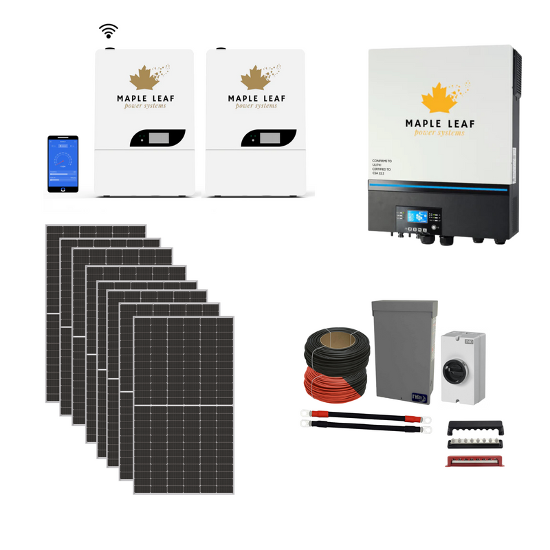 Maple Leaf 48v 6500EX Solar Kit - Optional Split Phase [120/240] | W/ Wall Mounting For Maple Leaf Powerwall | Perfect For Off-grid System