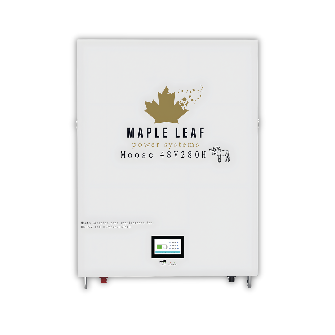 Maple Leaf 14.34KW 48V 280A MOOSE Wall-mounted Lithium Batteries (LiFePO4) – LCD Touchscreen | W/ Heater & Cables | UL1973-UL9540A, UL9540 Certified