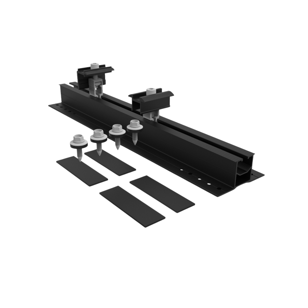 Maple Leaf Black Fast Install Mini-Rail Set 400mm (4 Screws + 4 Pads)
