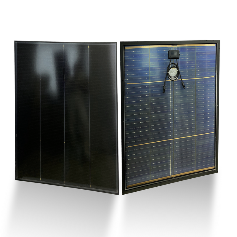 Maple Leaf 195W Mono Rigid Solar Bi-facial Panel - All Black | W/ IP65 Junction Box | IP67 MC4 Cable | Lightweight With Monocrystalline Cells
