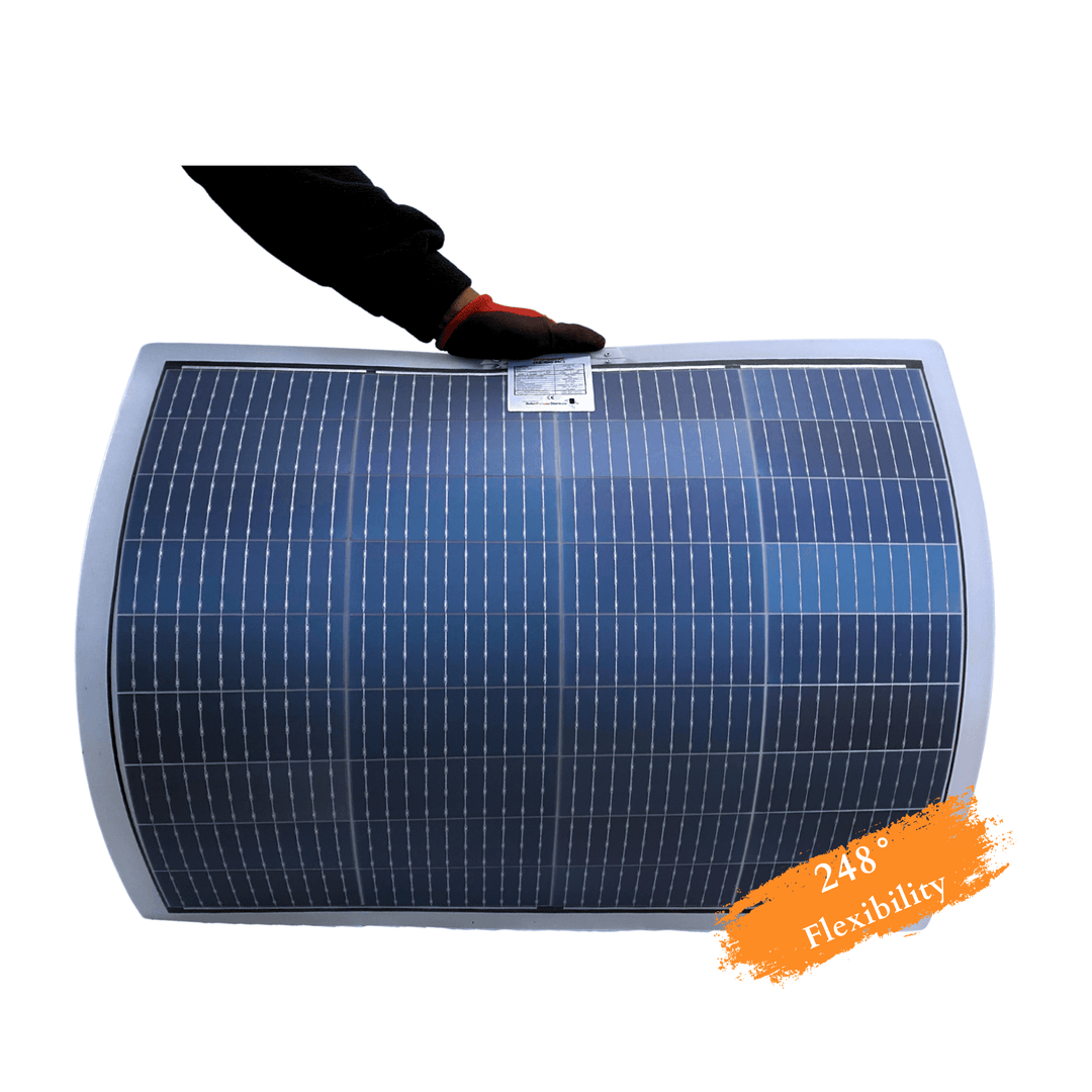 Maple Leaf 100W CPC Semi-Flexible Solar Power Panel - Bendable & Lightweight | Bifacial CPC Cells - For Curved & Uneven Surfaces