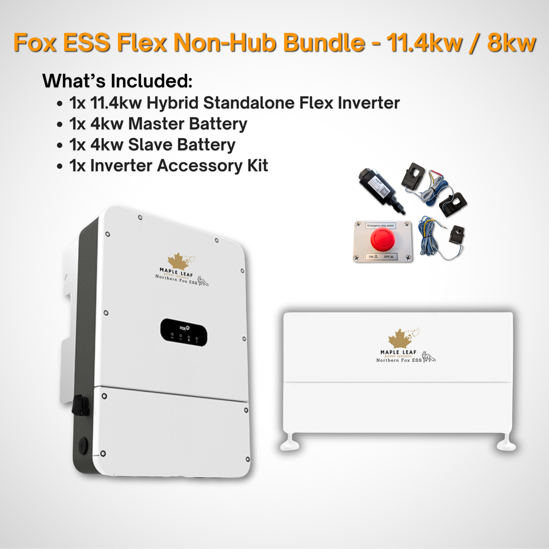 Maple Leaf Northern Fox FLEX Hybrid Solar Inverter & Modular Battery Kits | 9.6kW or 11.4kW Inverter | 8kW to 28kW Expandable Energy Storage System | Optional Fox ESS Hub G2 Smart Energy Management
