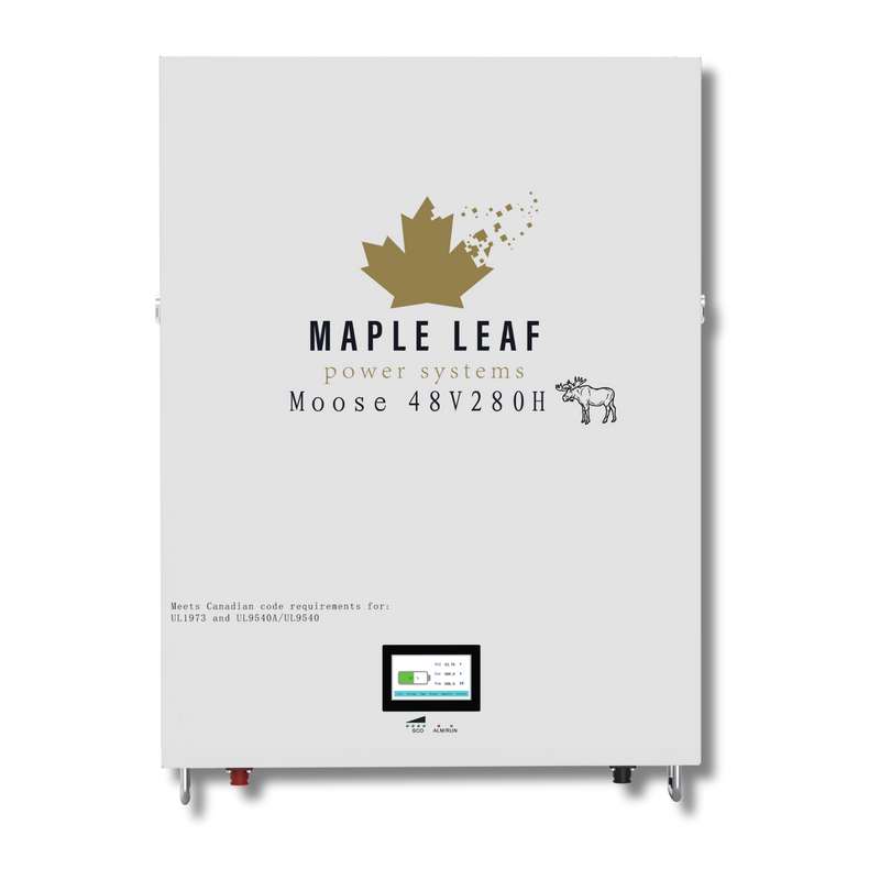 Maple Leaf 14.34KW 48V 280A MOOSE Wall-mounted Lithium Batteries (LiFePO4) – LCD Touchscreen | W/ Heater & Cables | UL1973-UL9540A, UL9540 Certified