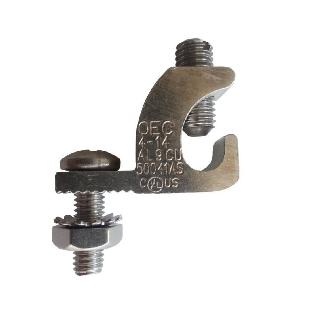 Lay-In Grounding Lug, Tin-Plated Aluminum, 14–4 AWG, UL 486B AL9CU, Single Hole Electrical Ground Lug for Copper & Aluminum Conductors