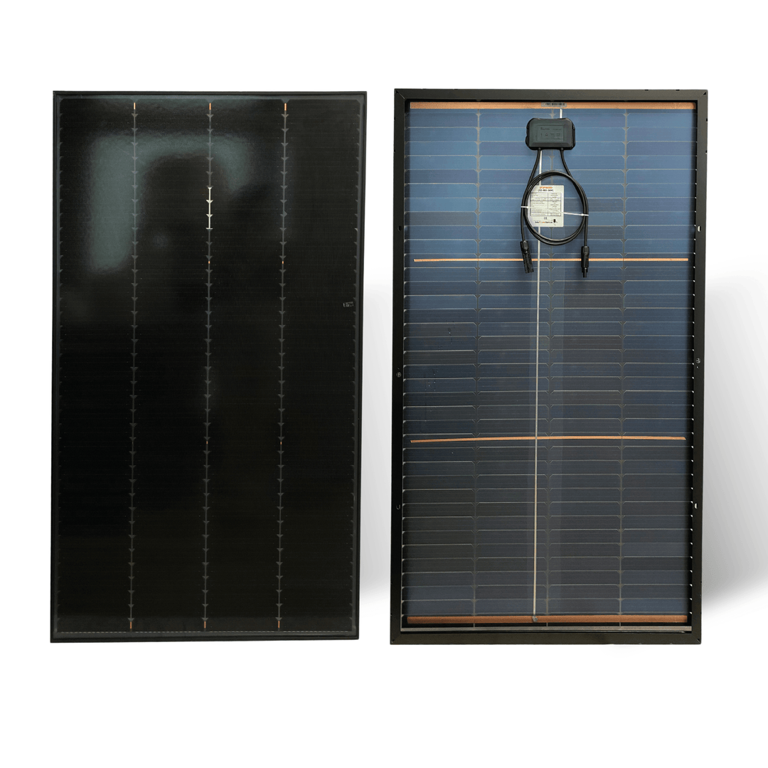 Maple Leaf 180W Mono Rigid Solar Bi-facial Panel - All Black | W/ IP67 Junction Box | IP67 MC4 Cable | Lightweight With Monocrystalline Cells