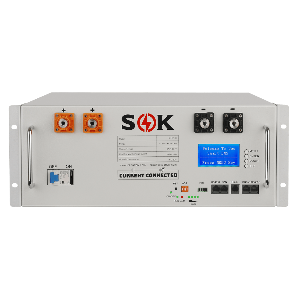 SOK Battery - 100Ah 48v | User-Serviceable | LiFePO4 Server Rack Battery | UL 1973 & UL9540A Certified