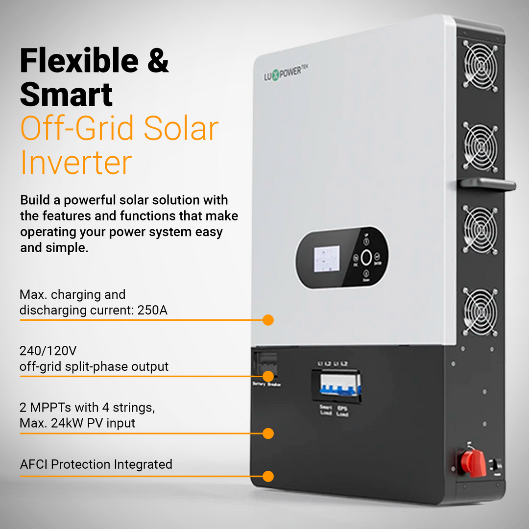 Luxpower SNA-US-15K Off-Grid Split Phase Hybrid Solar Inverter – 15000 Watts | 120/240 V Split Phase Output | Dual MPPT 24 kW PV Input | Lithium Battery &amp; Generator Compatible | Smart WiFi Monitoring | Pure Sine Wave | UL and CSA Certified