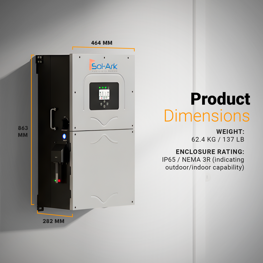 Sol-Ark 18K-2P Premium Hybrid Inverter (Limitless 18K-2P-LV)  Whole-Home Backup | 18 kW Continuous / 36 kW Surge | 48 V Battery | 10-Year Warranty