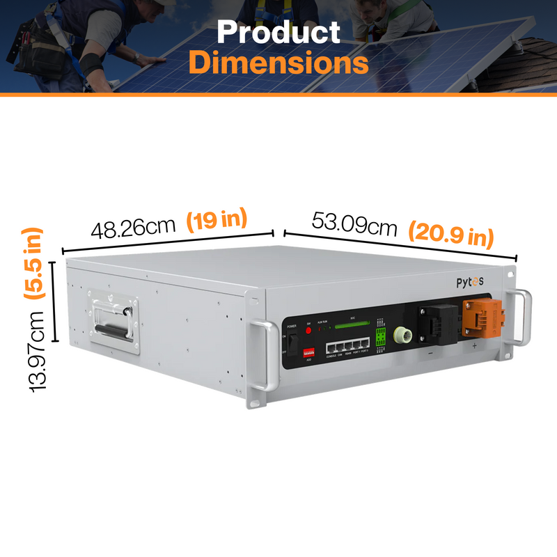 Pytes V5 5.12kWh 100Ah 48V LiFePO4 Solar Battery | 300A Scalable | 80% DoD | Self-Heated | Smart BMS | Remote Monitoring | UL9540 & UL1973 Certified