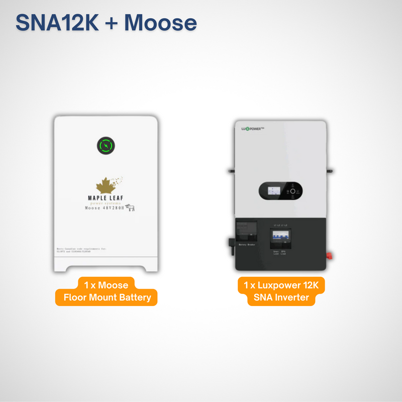 Maple Leaf ESS Backup Kits | Luxpower SNA 12K Inverter | Moose & Beaver Battery Options | Off-Grid and Hybrid Ready