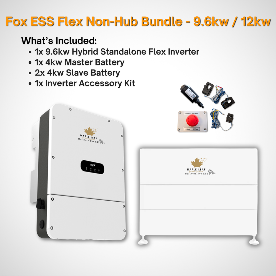 Maple Leaf Northern Fox FLEX Hybrid Solar Inverter & Modular Battery Kits | 9.6kW or 11.4kW Inverter | 8kW to 28kW Expandable Energy Storage System | Optional Fox ESS Hub G2 Smart Energy Management