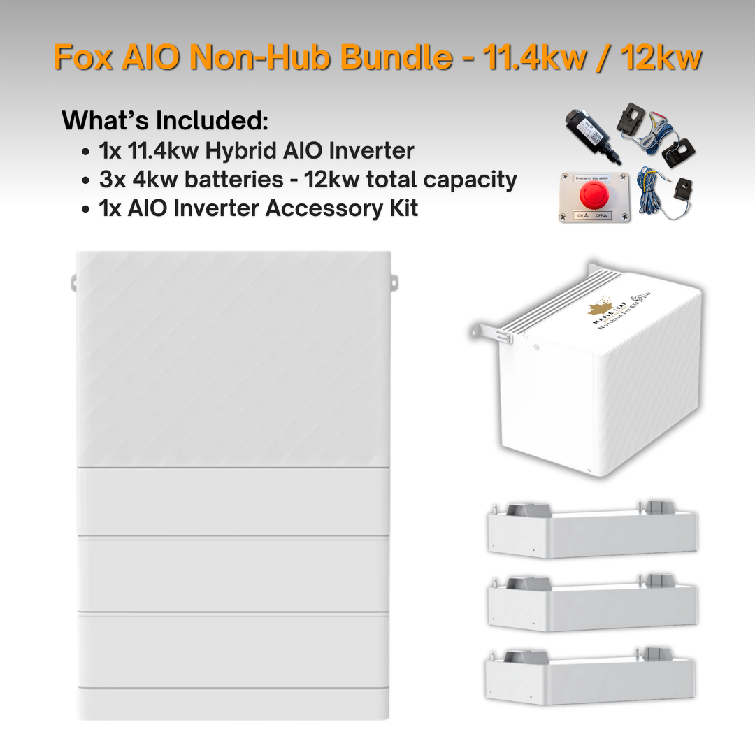 Maple Leaf Northern Fox AIO FLEX Hybrid Solar Inverter & Modular Battery Kits | 9.6kW or 11.4kW Inverter | 8kW to 28kW Expandable Energy Storage System | Optional Fox ESS Hub G2 Smart Energy Management