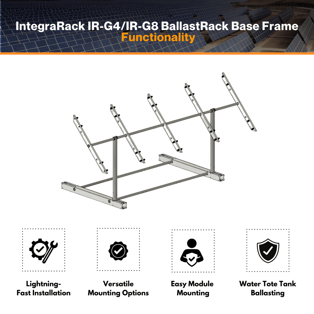 IntegraRack IR-G4/IR-G8 BallastRack Base Frame - Perfect Pairing with IR-G4 and IR-G8 Solar Racking Systems | W/ Double Water Tote Tank Capacity | Superior Durability | UL 2703 Certified