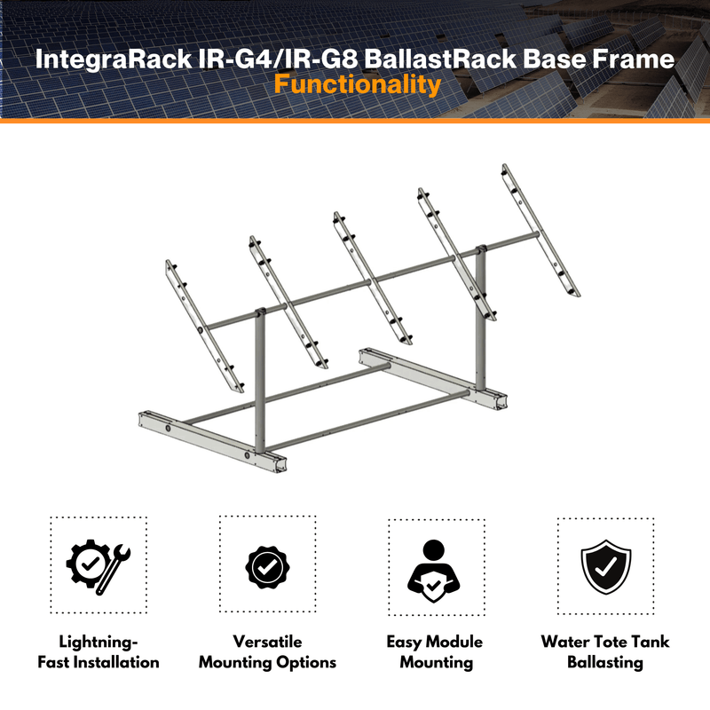 IntegraRack IR-G4/IR-G8 BallastRack Base Frame - Perfect Pairing with IR-G4 and IR-G8 Solar Racking Systems | W/ Double Water Tote Tank Capacity | Superior Durability | UL 2703 Certified