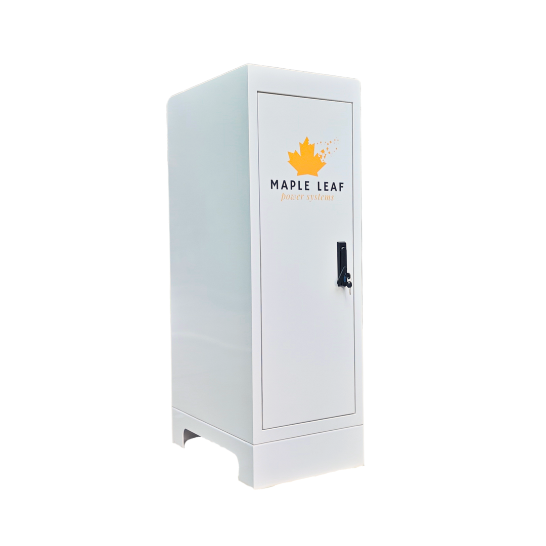 Maple Leaf Mountie - Safe Outdoor Battery Cabinet | Insulated Waterproof Steel Enclosure for Server Rack & Solar Power System Batteries | IP65 Rated Battery Power Outdoor Cabinet