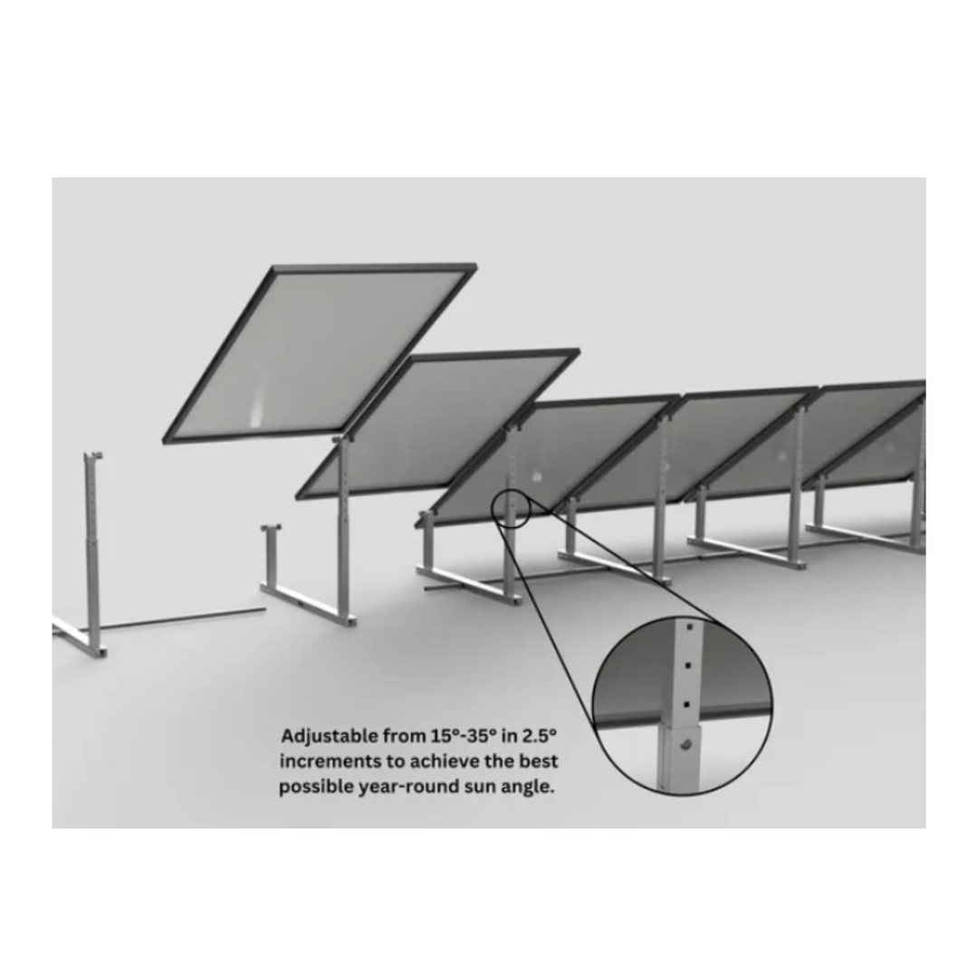 IntegraRack IR-35A BallastRack Adjustable Angle Solar Rack Frame - 15°-35° Angle Adjustment | Up to 700W Panels | 2-min/frame Assembly | UL 2703 Certified