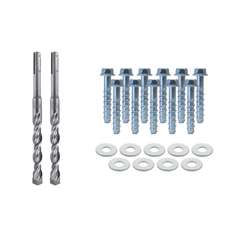 IntegraRack IR Concrete Slab/Footing Mounting Kit - High-Strength Concrete Anchor Bolts | W/ Precision Concrete Drill Bits