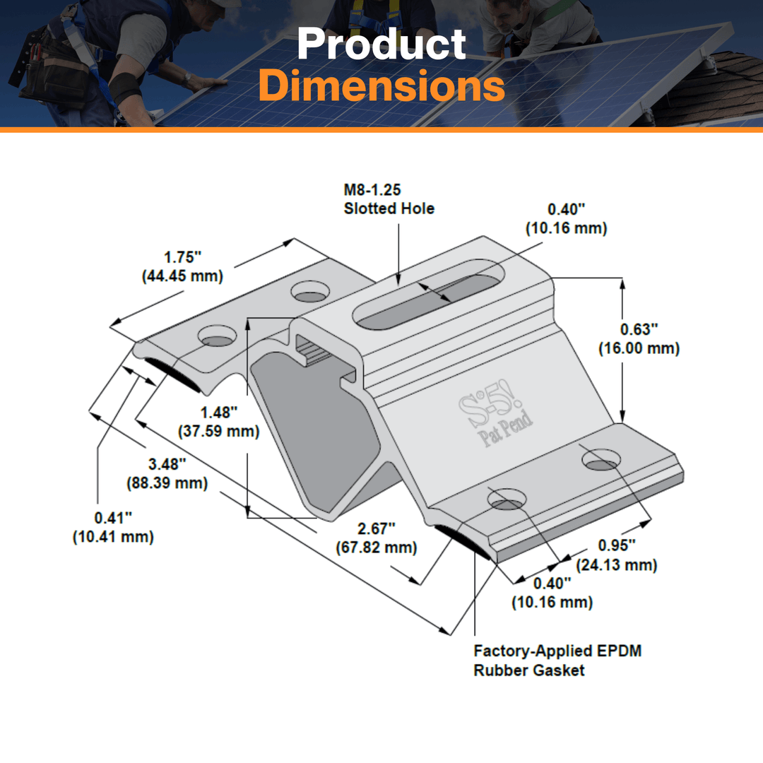 S5! - CorruBracket 100T | Low-Profile Mounting Bracket for Corrugated Roof Crest