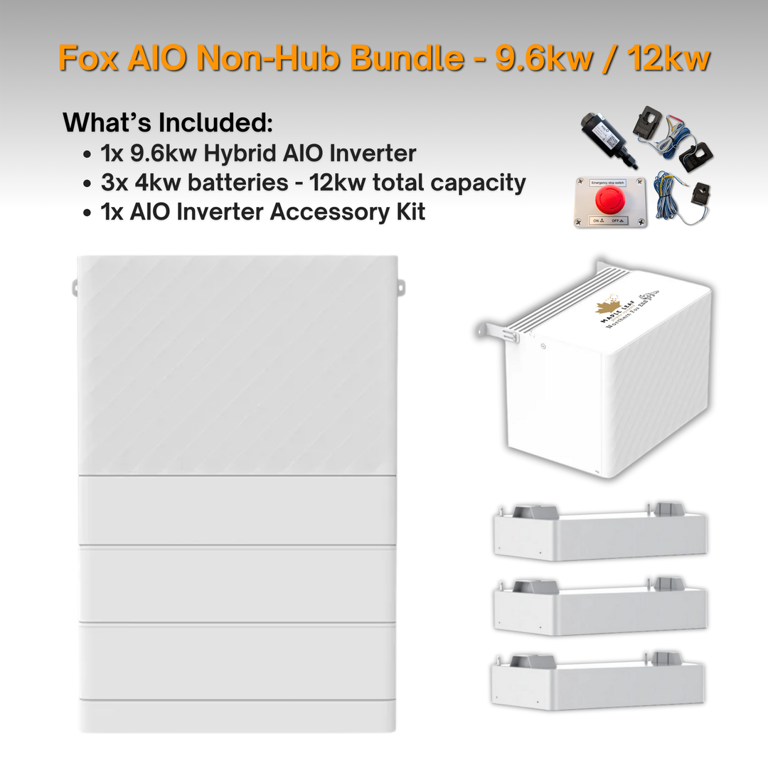 Maple Leaf Northern Fox AIO FLEX Hybrid Solar Inverter & Modular Battery Kits | 9.6kW or 11.4kW Inverter | 8kW to 28kW Expandable Energy Storage System | Optional Fox ESS Hub G2 Smart Energy Management