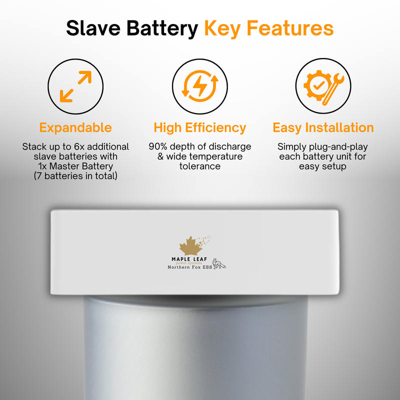Maple Leaf Northern Fox ECS4000 High Voltage Slave Battery | 3.97kWh Scalable Storage | 90% DoD | LiFePO4 | IP65 Outdoor Rated | UL & UN38.3 Certified