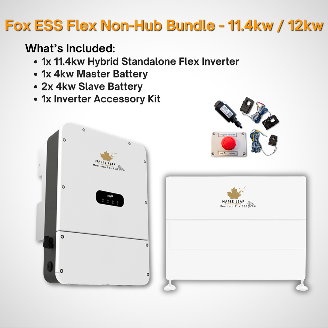 Maple Leaf Northern Fox FLEX Hybrid Solar Inverter & Modular Battery Kits | 9.6kW or 11.4kW Inverter | 8kW to 28kW Expandable Energy Storage System | Optional Fox ESS Hub G2 Smart Energy Management