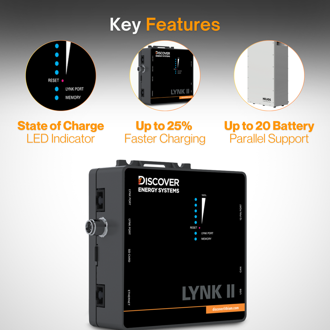 LYNK II Communication Gateway for LiFePO₄ & Discover AES Batteries – Real-Time Battery Monitoring, Faster Charging Solar Gateway, Remote SOC Monitoring, Off-Grid Inverter Charger Integration, Solar System Optimization & Data Logging