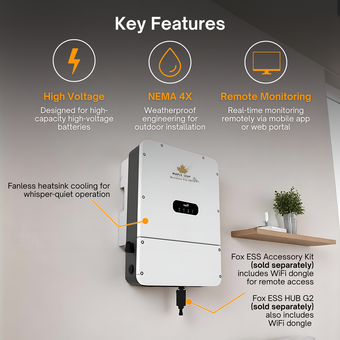 Maple Leaf Northern Fox H1&AC1 Split-Phase Hybrid Solar Inverter (FLEX Version) | UL & IEEE Certified | Off-Grid & Grid-Tied | Type 4X Outdoor Rated